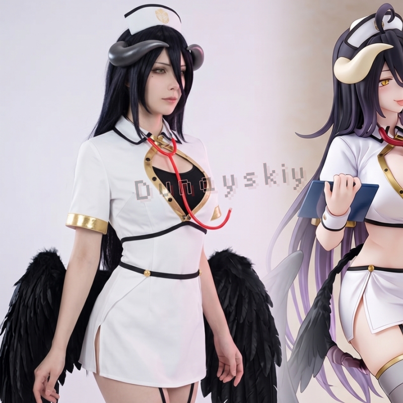 Anime Cosplay Albedo - Costume da Infermiera Gotica OVERLORD Albedo,