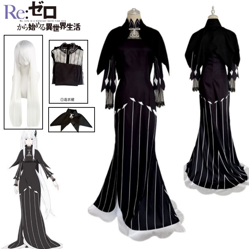 Anime Cosplay Re Zero - Costume Cosplay Echidna, Abito Lungo Nero