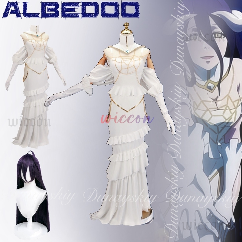Anime Cosplay Albedo - Overlord Albedo Cosplay Abito bianco sottile