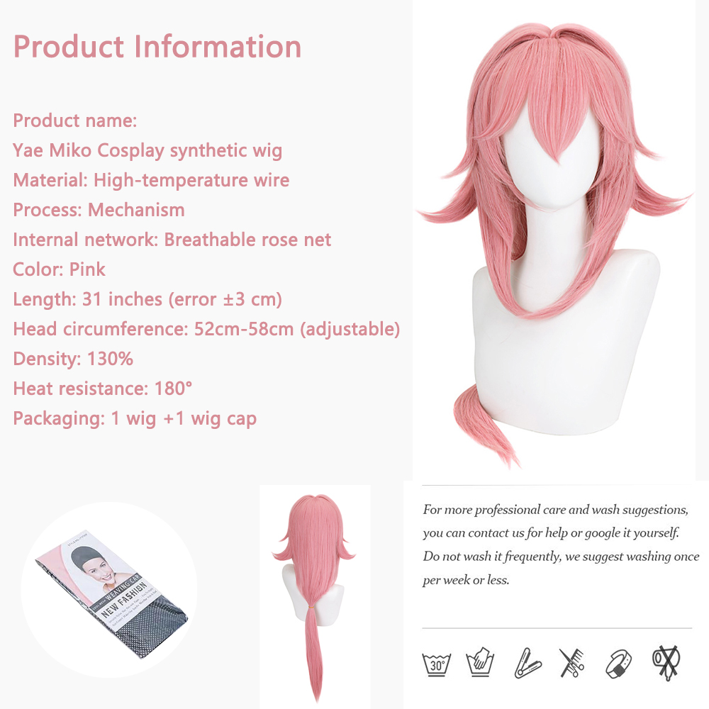 Parrucca Cosplay Yae Miko Rosa - Cosplay Anime Yae Miko recensione e prezzo